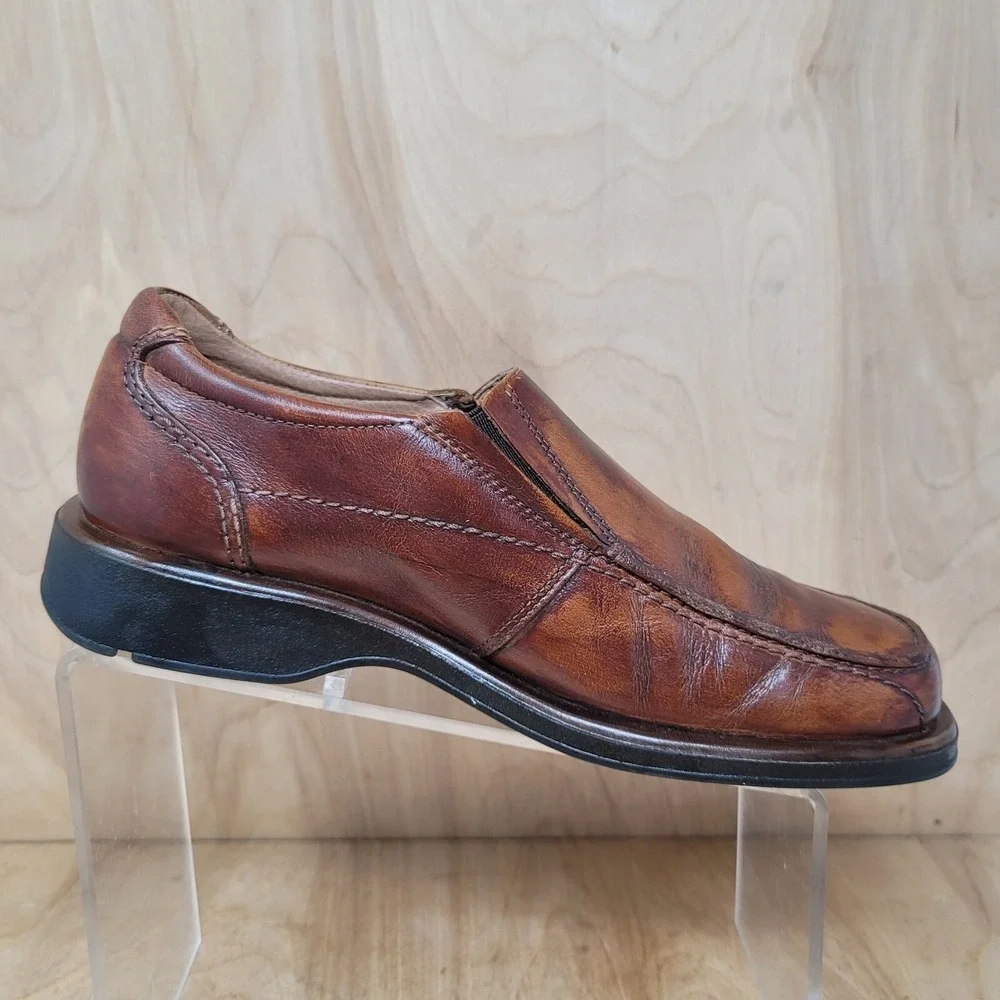 London Fog Mens Loafers Size 8.5 Holaf Brown Casual Leather Shoes Slip On